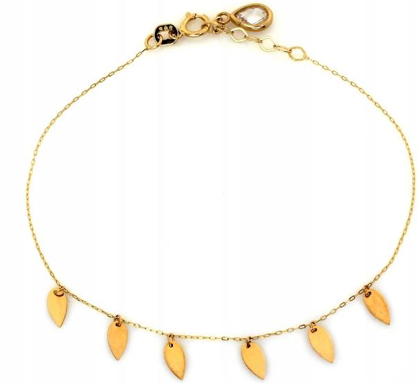 Zlatý náramek 585 s hladkými přívěsky a křídly je ideální jako dárek