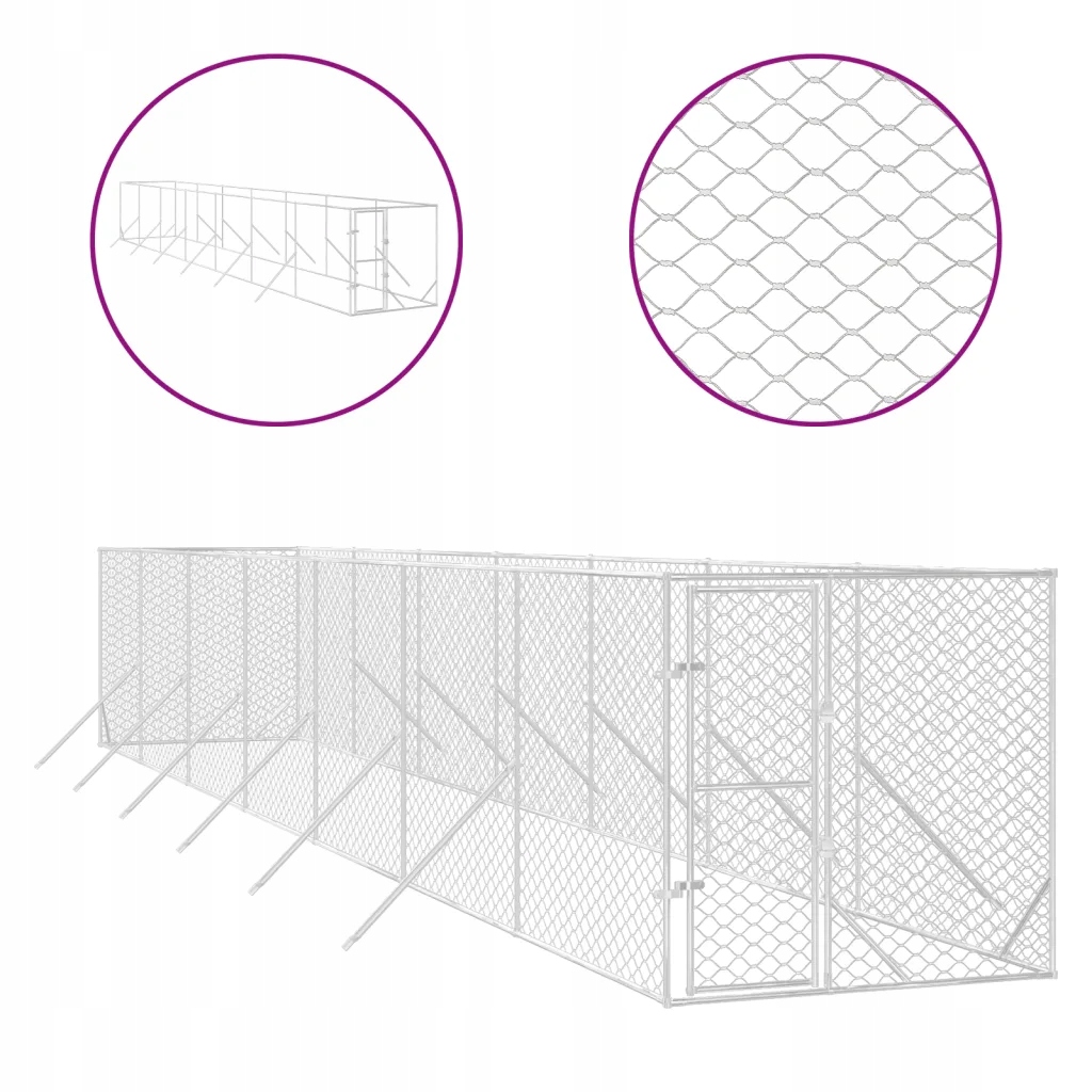 Levně Kotec venkovní pro psa, 2x14x2 m, ocel galvanizovaná