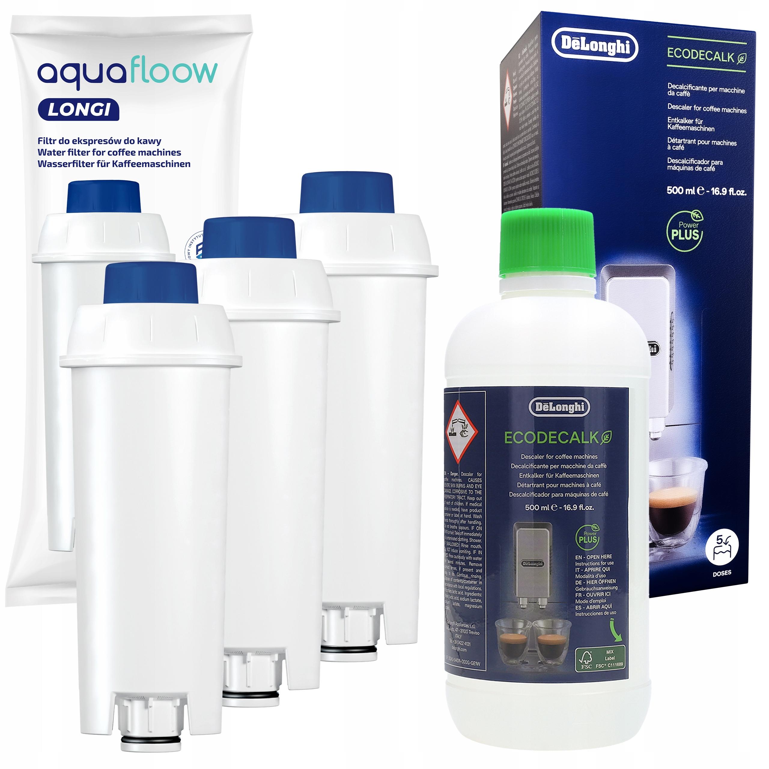 Odkamieniacz Delonghi 0,5l 3x filtr wody AquaFloow do ekspresu Delonghi