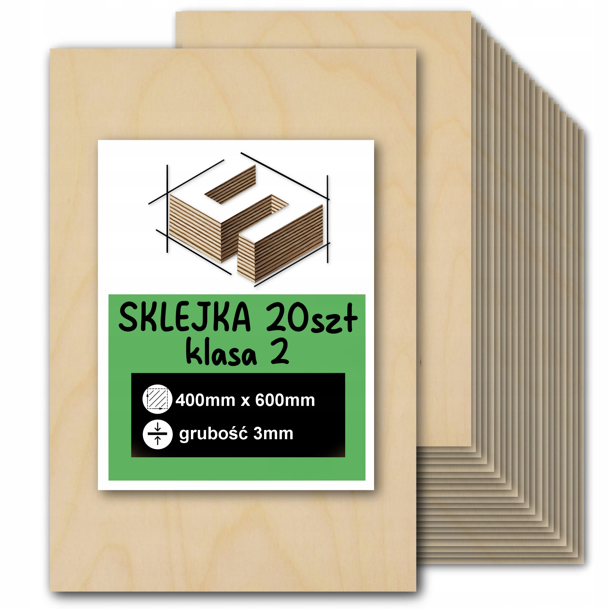 Překližka 3 mm Formatka Pro Laser Cnc Gravírování 40x60 cm 400x600 mm Třída 2 20 ks