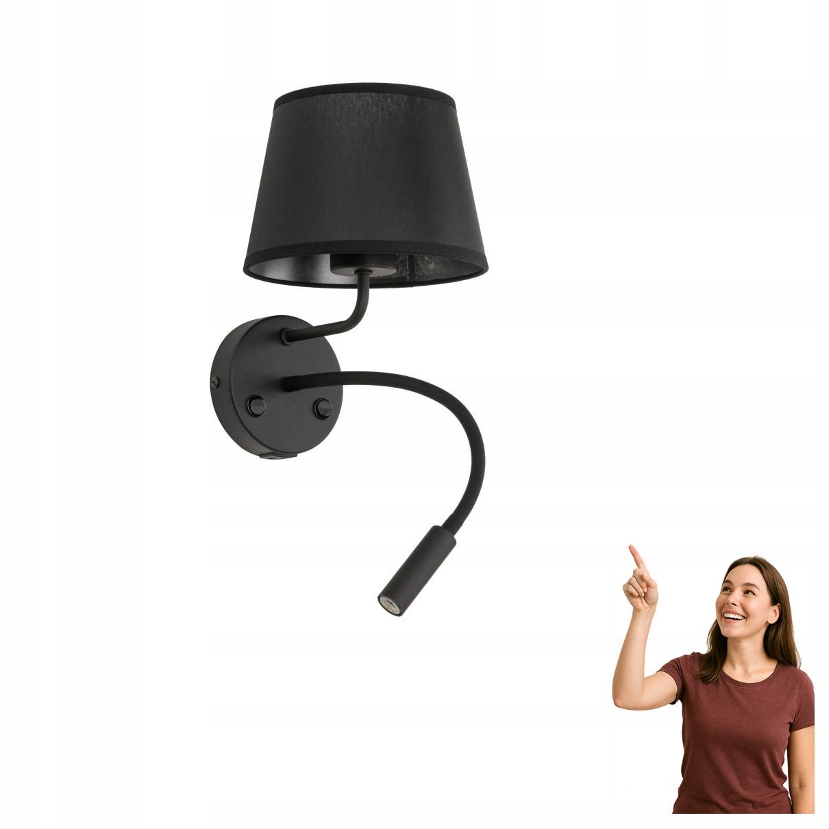 Nástenné svietidlo na čítanie s Usb Maja Black 10203 Tk Lighting