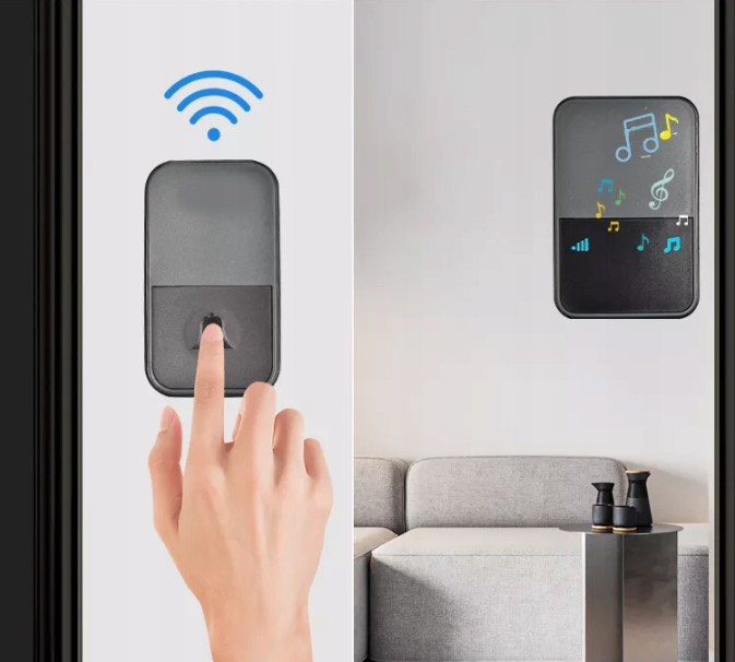 Dzwonek bezprzewodowy do drzwi + 2x nadajnik 300m Głośność 110 dB