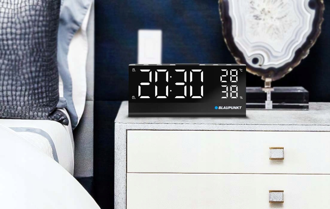 Radiobudzik z czujnikiem wilgotności Blaupunkt Zasilanie sieciowe