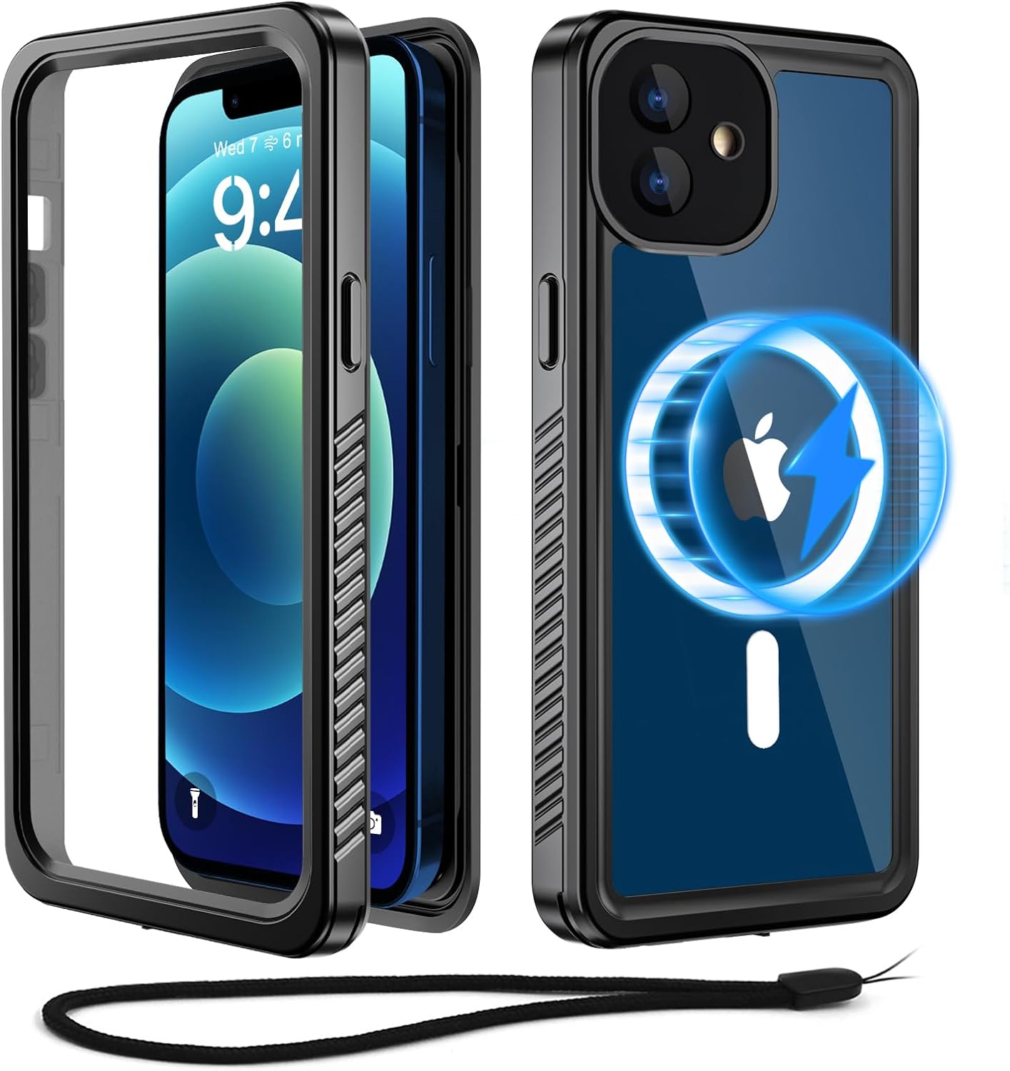 Beeasy Etui wodoodporne magsafe 360 do iPhone 12 pyłoszczelne czarne
