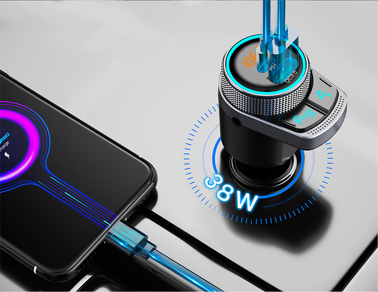 Transmiter FM Feegar QC3.0 38W AutoSearch AUX Model Q300 PRO