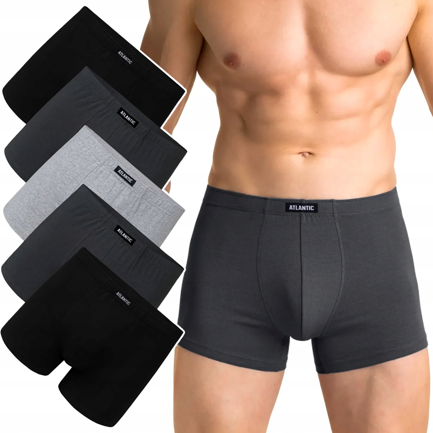 Pánské Boxerky Atlantic 5SMH-001 přiléhavé šortky 5 Párů XXL