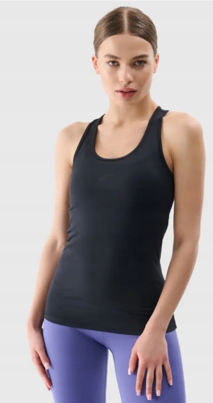 Top treningowy slim szybkoschnący damski czarny r. S