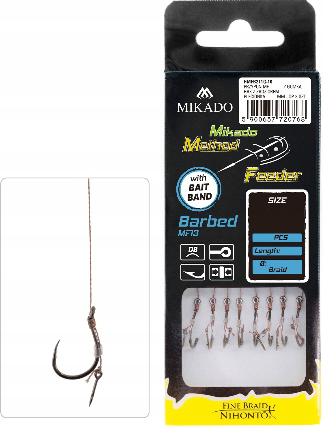 Haczyki plecionka Method Feeder Mikado 8szt Igła 8