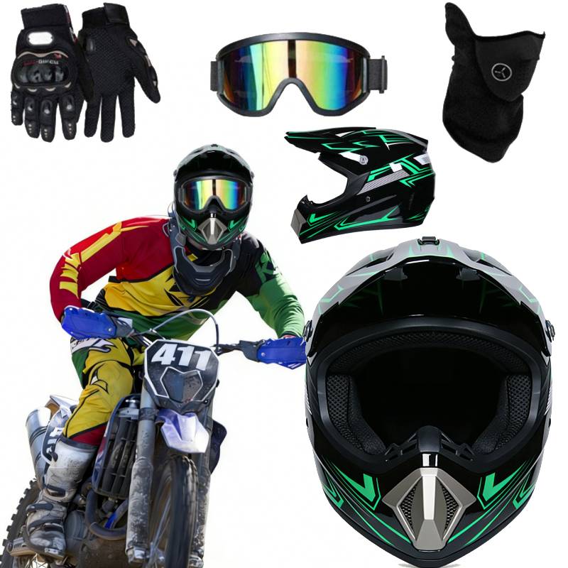 Motocyklová Prilba Cross Enduro M 51-58 CM Okuliare Rukavice