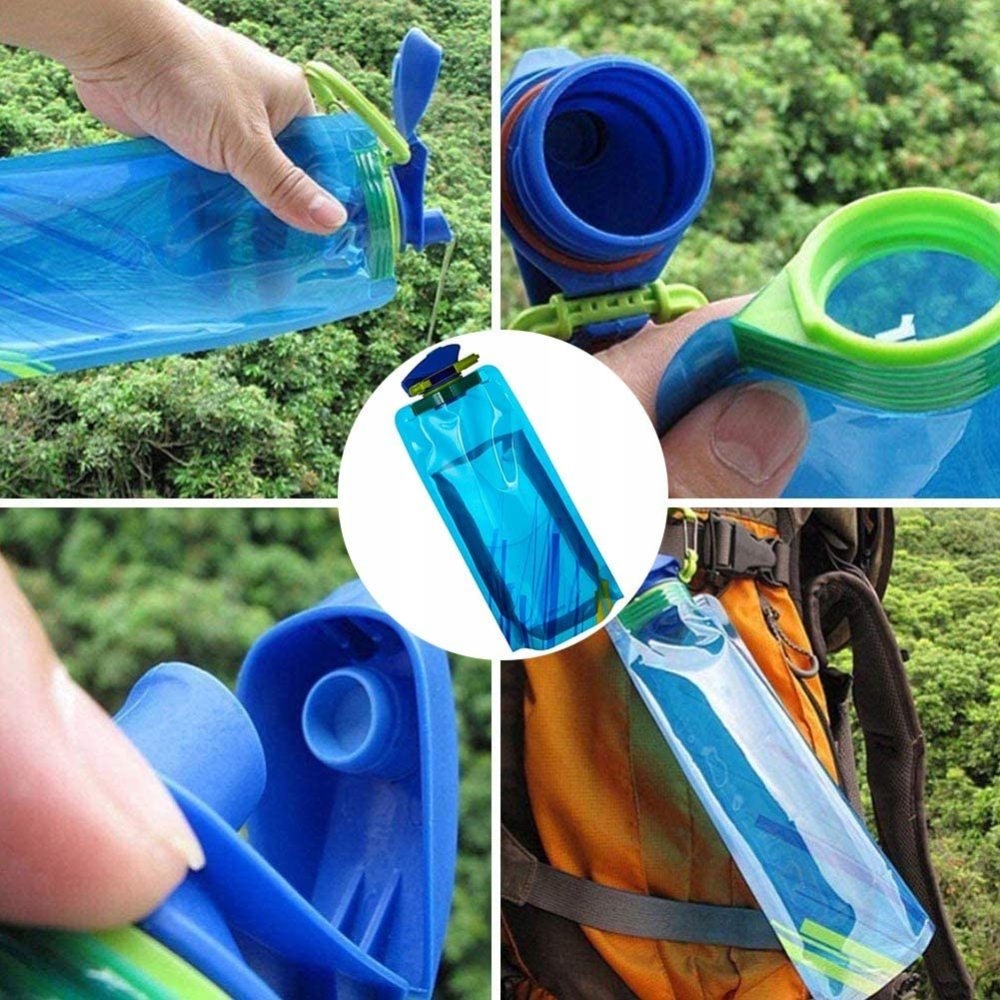 BUTELKA SKŁADANA NA WODĘ TURYSTYCZNA PODRÓŻNA WIELORAZOWA ZWIJANA700ML 6SZT Kod producenta SP35391