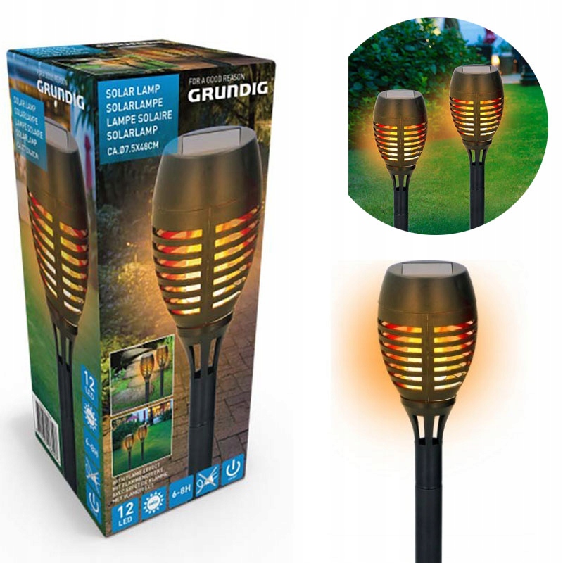 LAMPA SOLARNA ALPHINA POCHODNIA 48cm PŁOMIEŃ