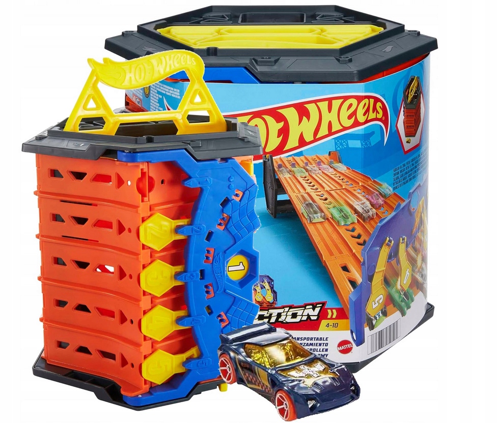 Hot Wheels HGK41 Rozkładany 5-pasmowy zestaw torów wyścigowych autko Mattel