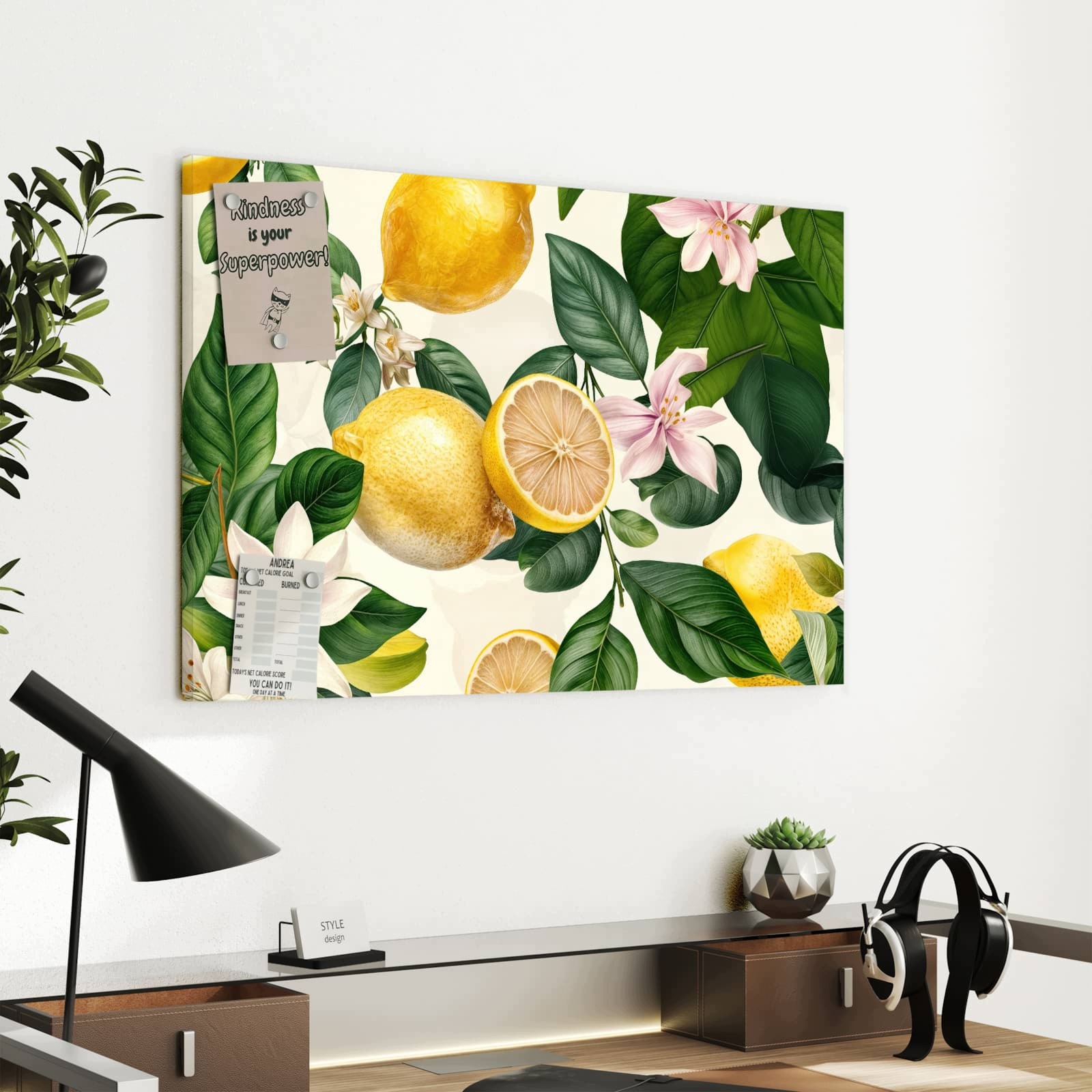 Magnetická tabule Květiny citronu 60 × 40 cm