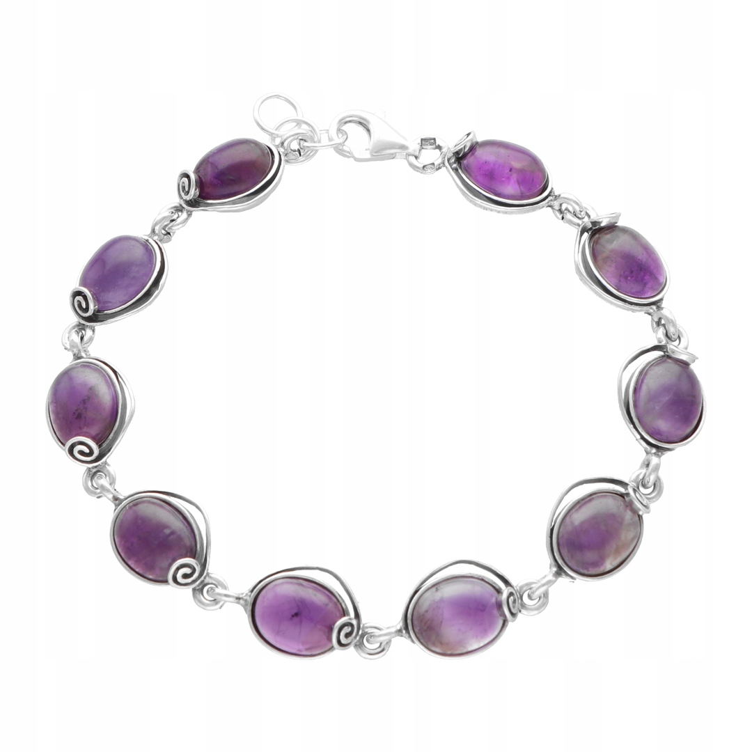 Oválný náramek se spirálou a ametystem stříbro