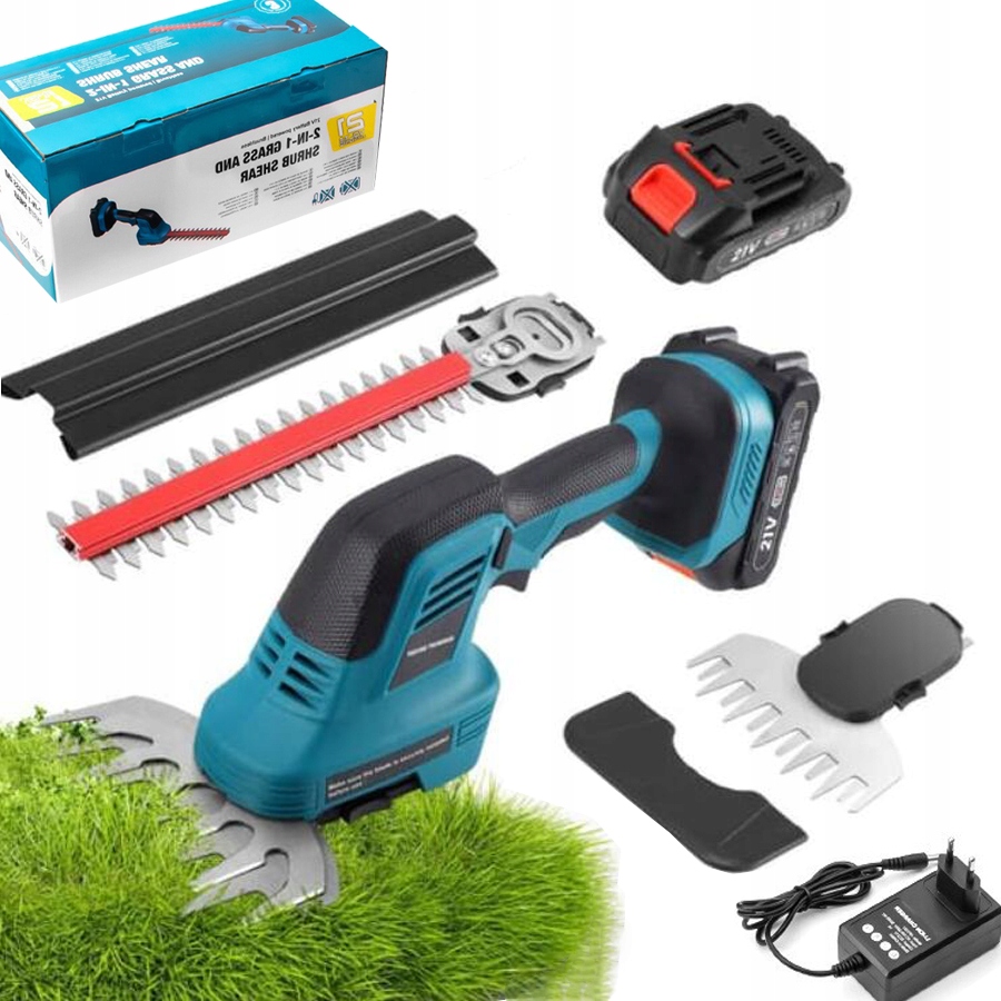 Elektrické nůžky na živý plot 2 v 1 a akumulátorové nůžky na trávu s baterií 4000 mAh