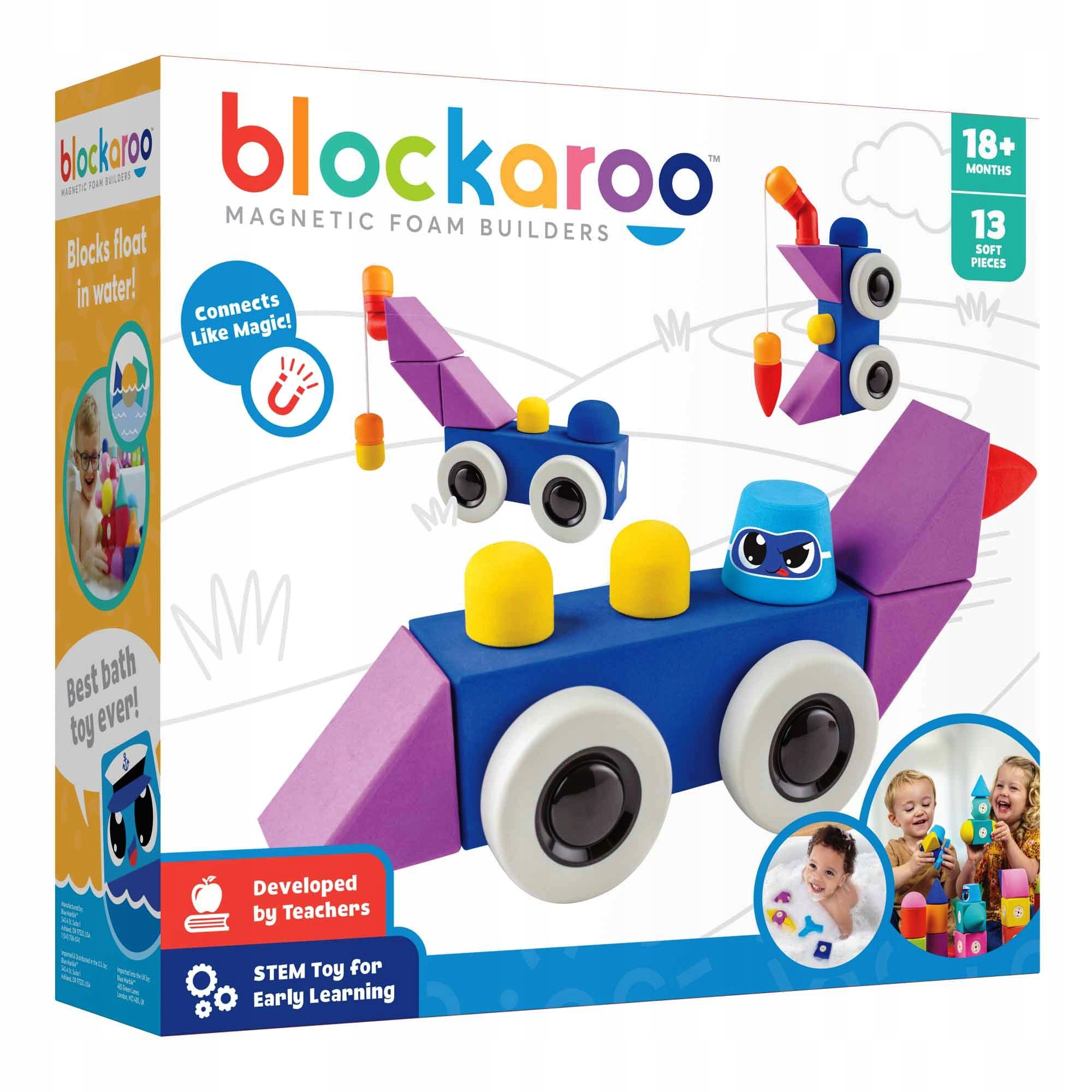 Piankowe Klocki Magnetyczne 301004 Blockaroo Roadster Zabawki Do Kąpieli