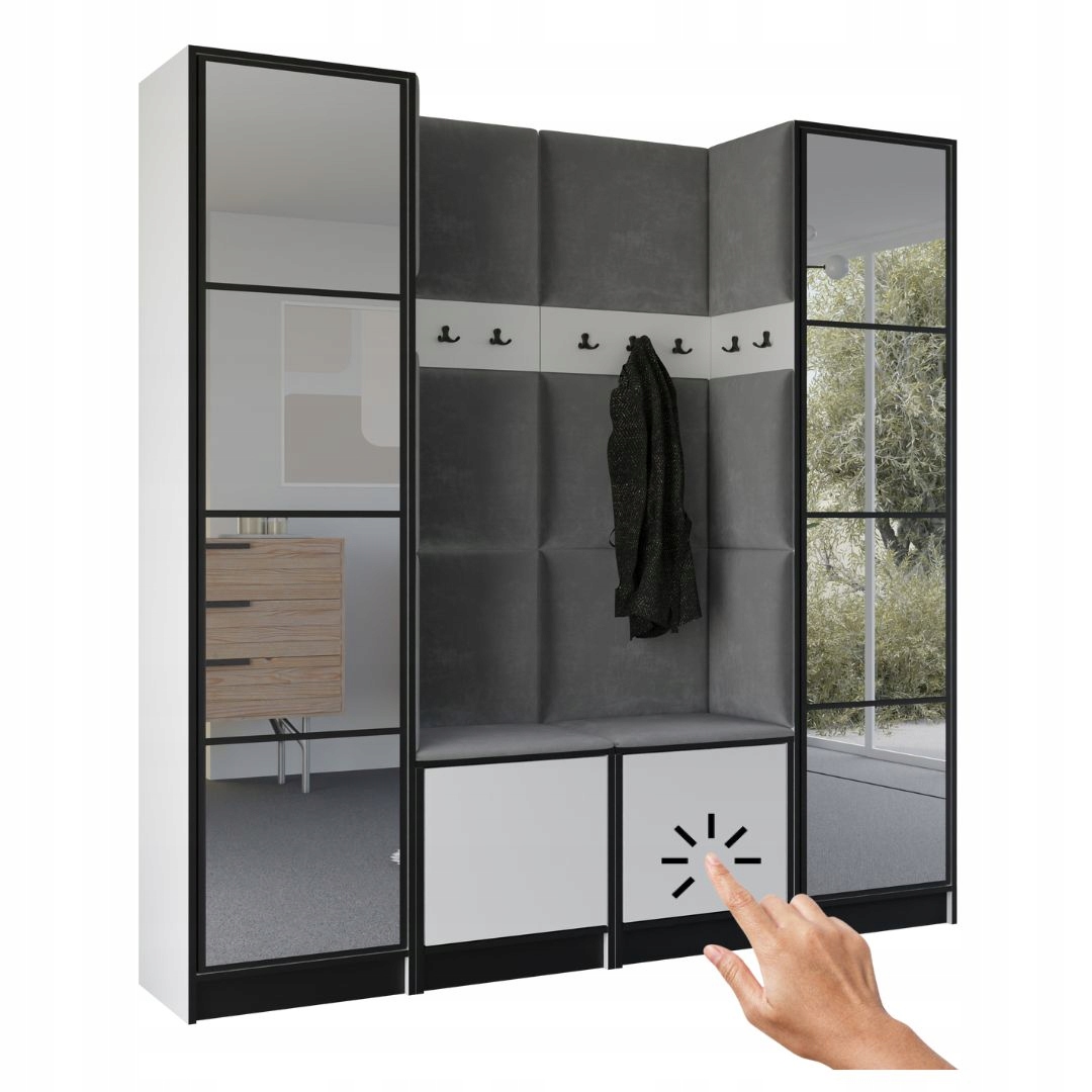 Šatní skříň Costa 18 bílá látka šedá Vzor 1