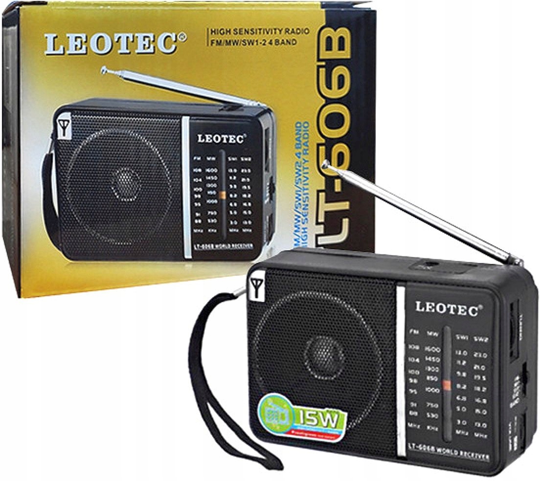 Miniradio LEOTEC LT-606B 15 W czarny Głębokość produktu 9 cm