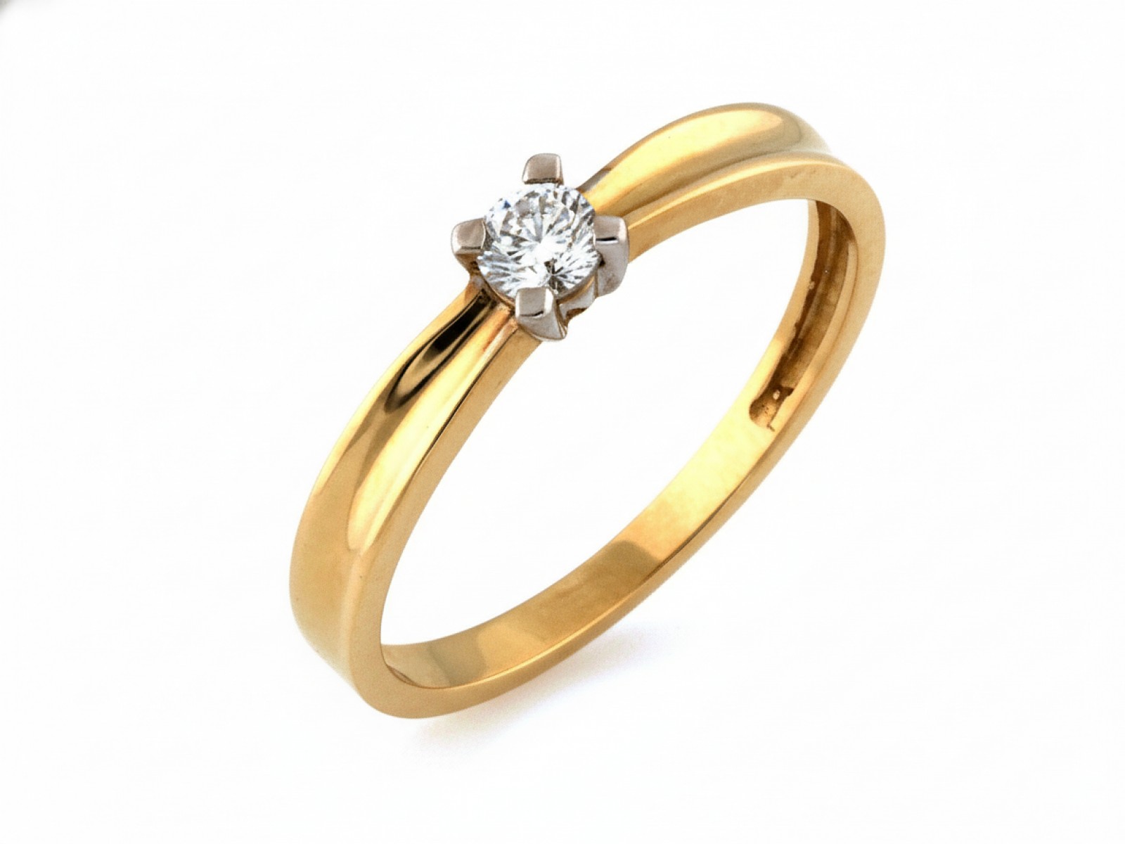 dámský prstýnek 585 s lesklým zirkon 14k zlato