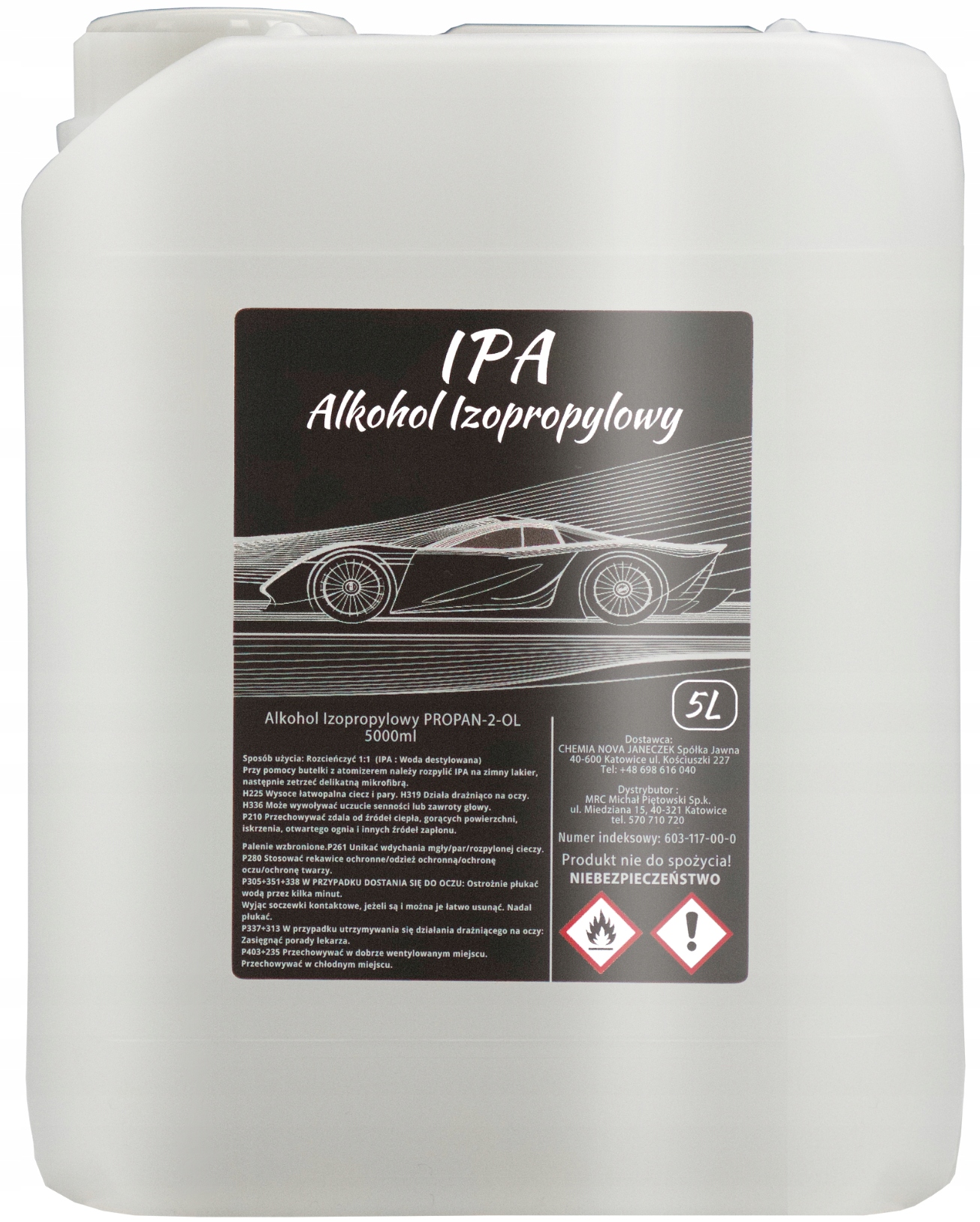 IPA ALKOHOL IZOPROPYLOWY IZOPROPANOL 99% DO ODTŁUSZCZANIA LAKIERU 5000 ML