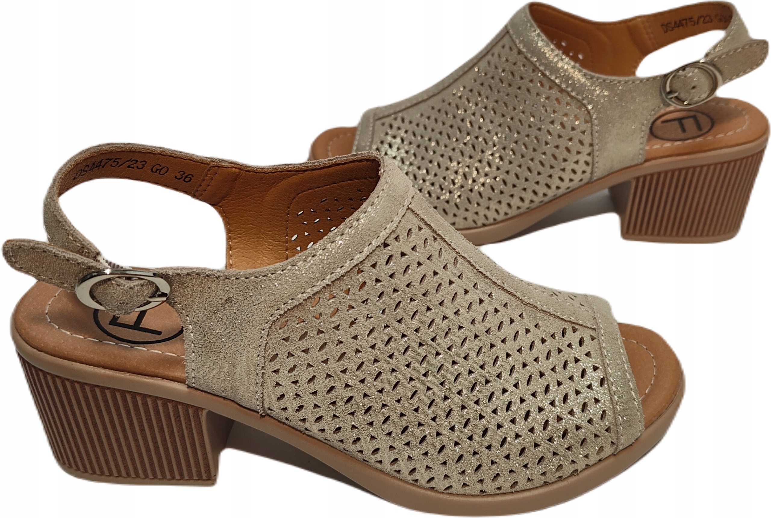 komfortní sandály s podpatkem Filippo DS4475/23, zlatá barva, velikost 41