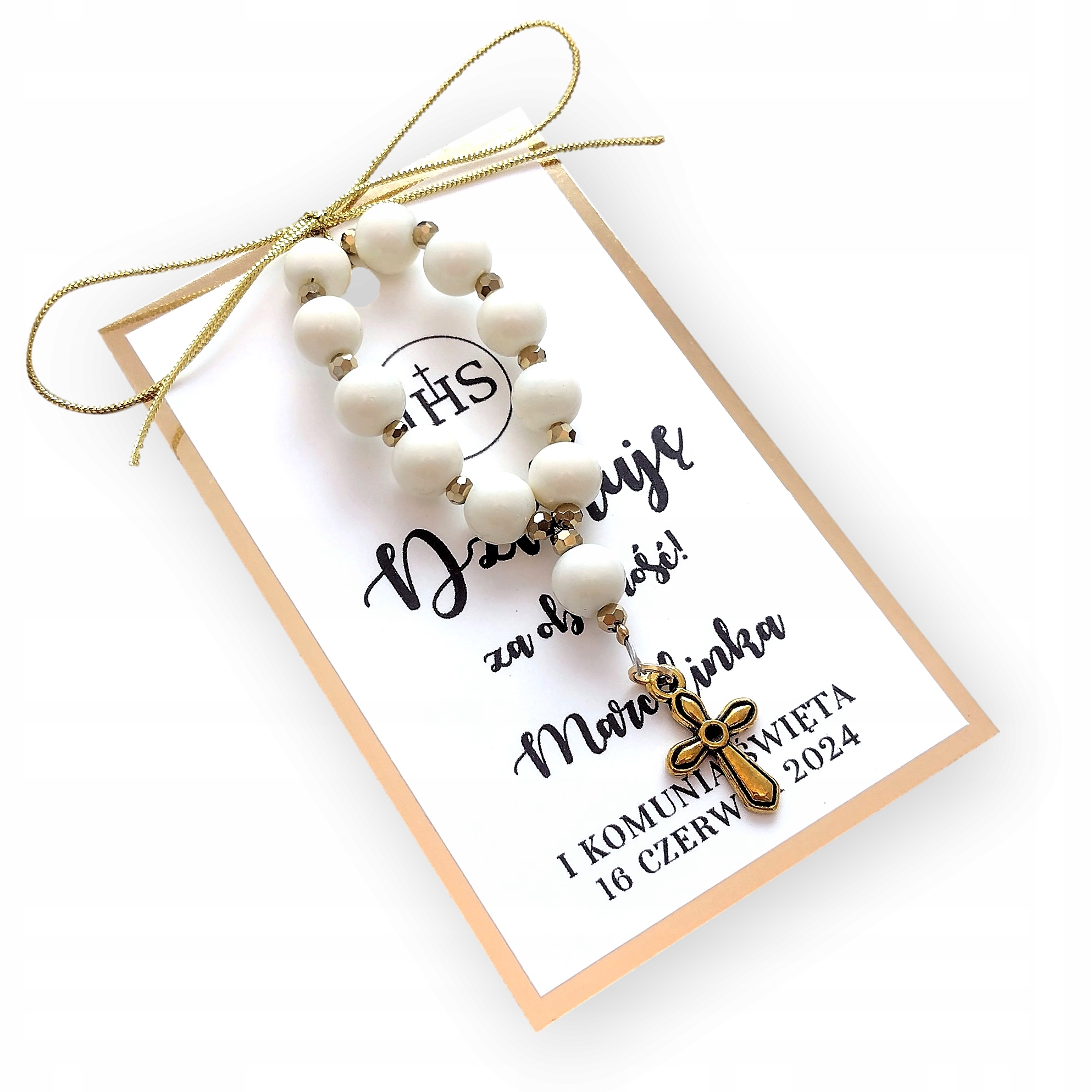 

luna Komunia Upominki Dla Gości Mini Różaniec