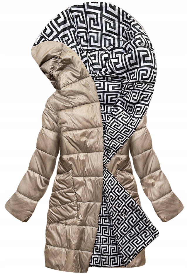 Dámská Bunda S S Kapucí B8040 Béžová 46