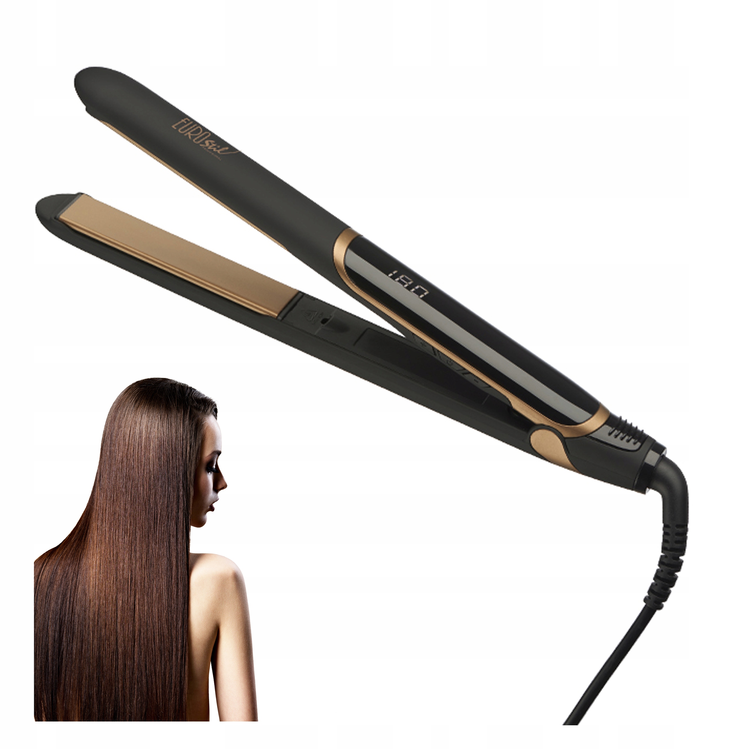 Profesionálna žehlička na vlasy s Ionizáciou Black Gold vyhladzuje vlasy