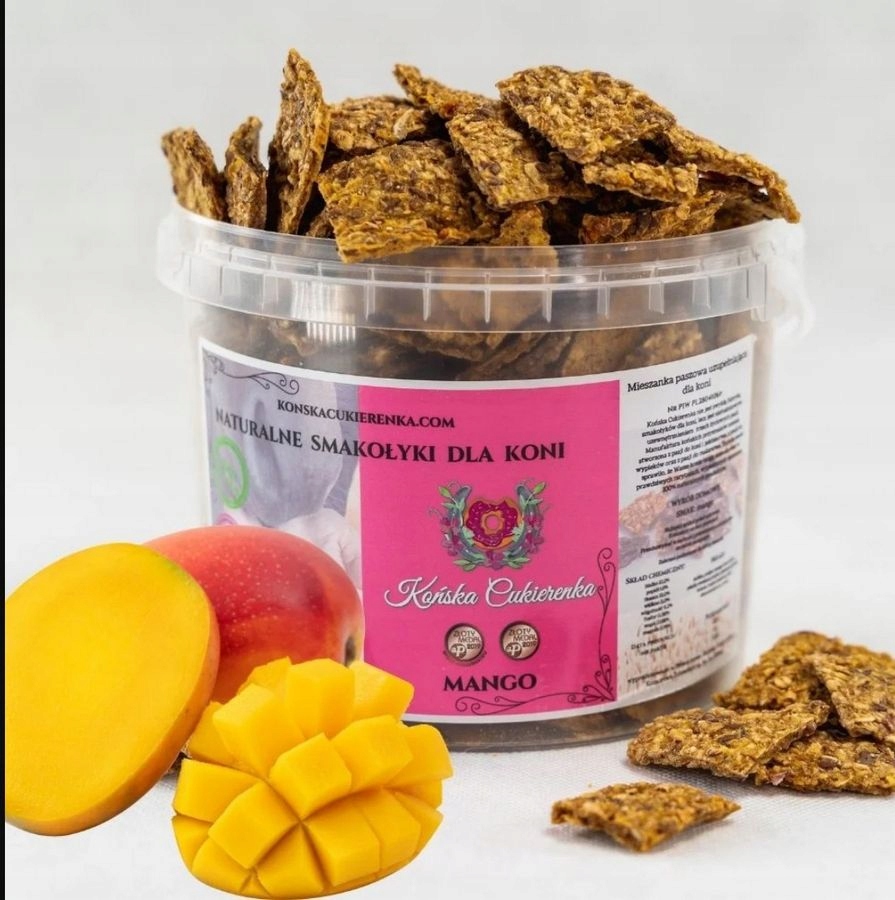 B Ciasteczka Końska Cukierenka Naturalne smaczki dla koni Mango 2L