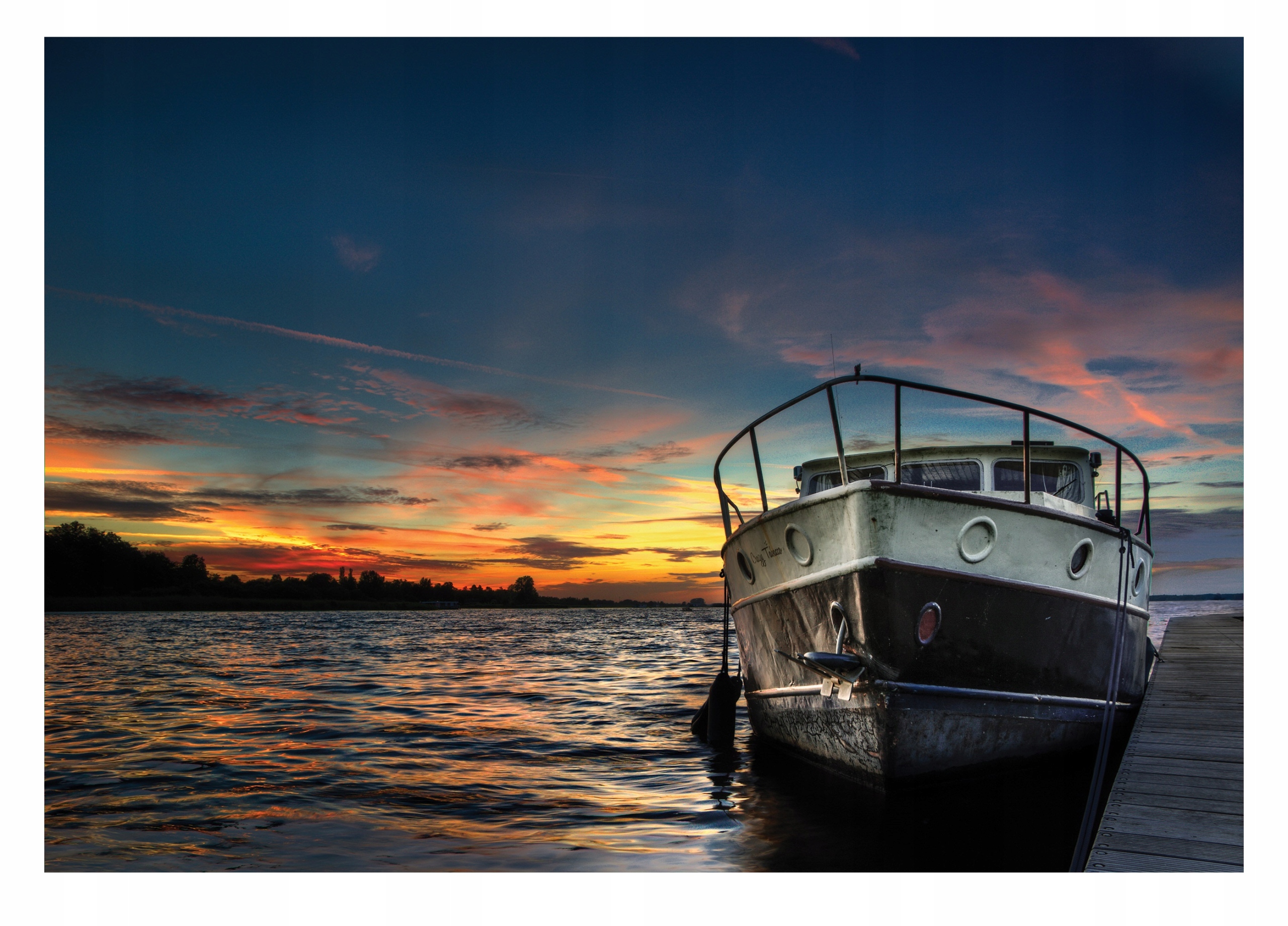 Fototapeta Loď Jezero Západ Slunce 416x254