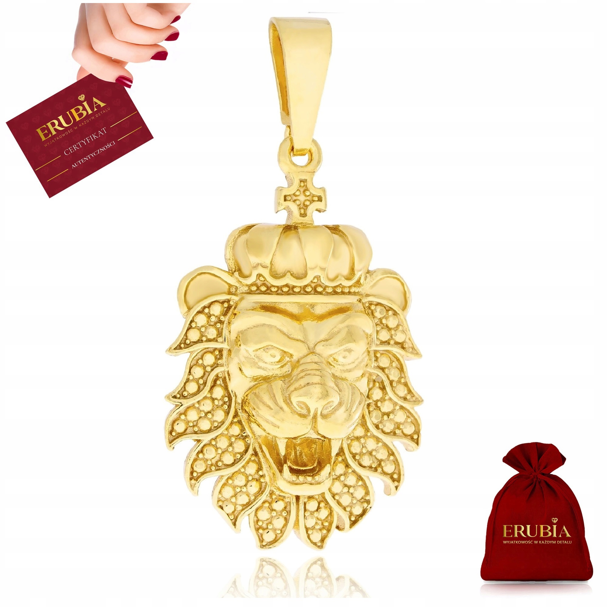 Elegantní Velký Pánský Přívěsek Přívěsek Lev, Stříbro O Ryzosti 925, Pozlacený