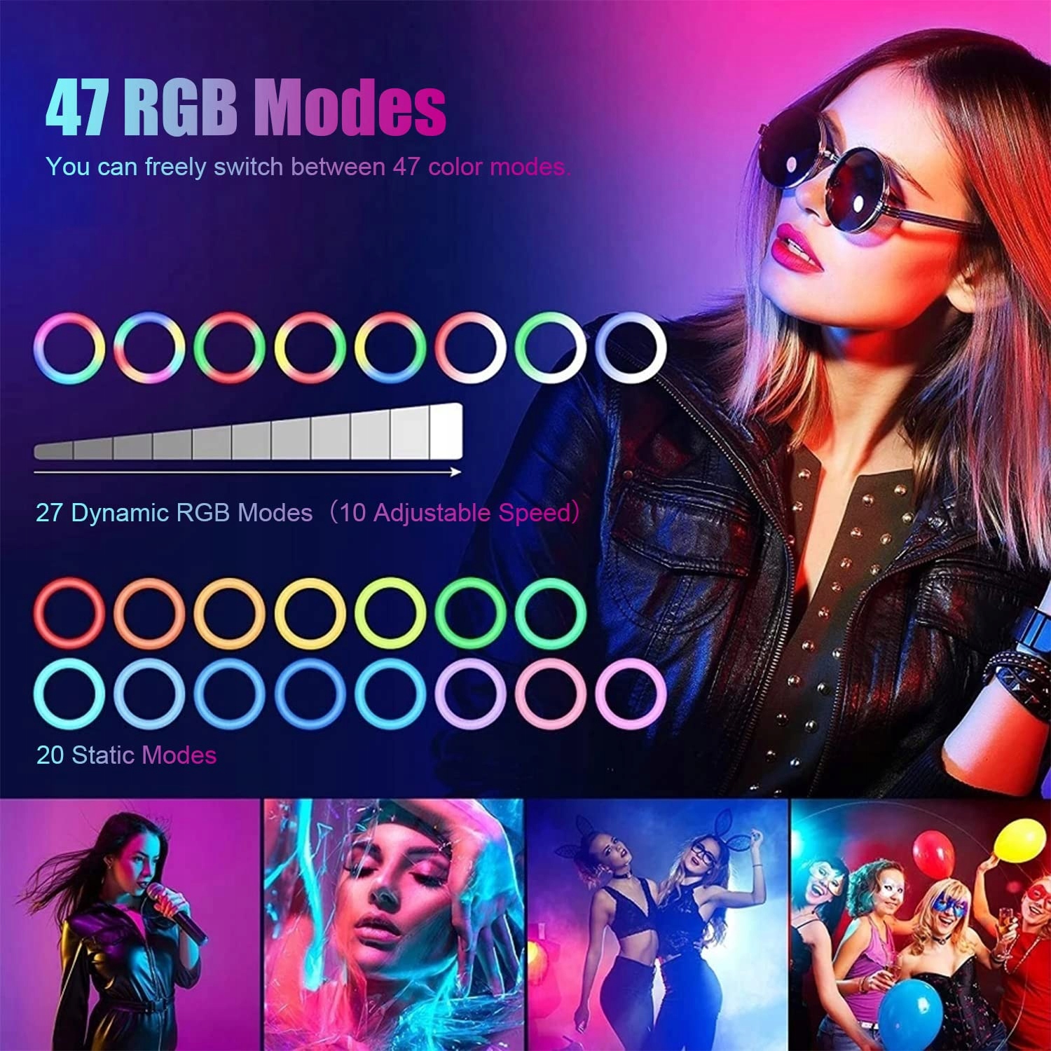 AYAMAYA Zestaw Lampa Pierścieniowa 10" RGB do Selfie — miniatura 3