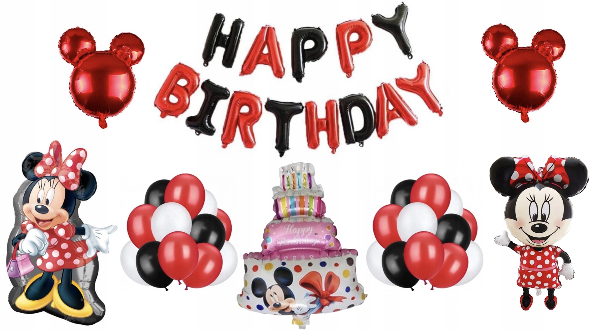 ZESTAW URODZINOWY MYSZKA MINNIE BALONY GIRLANDA