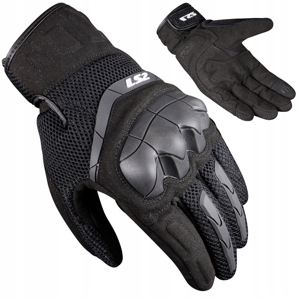 Rękawice Motocyklowe Męskie LS2 Kubra Black Lekkie Letnie Miejskie