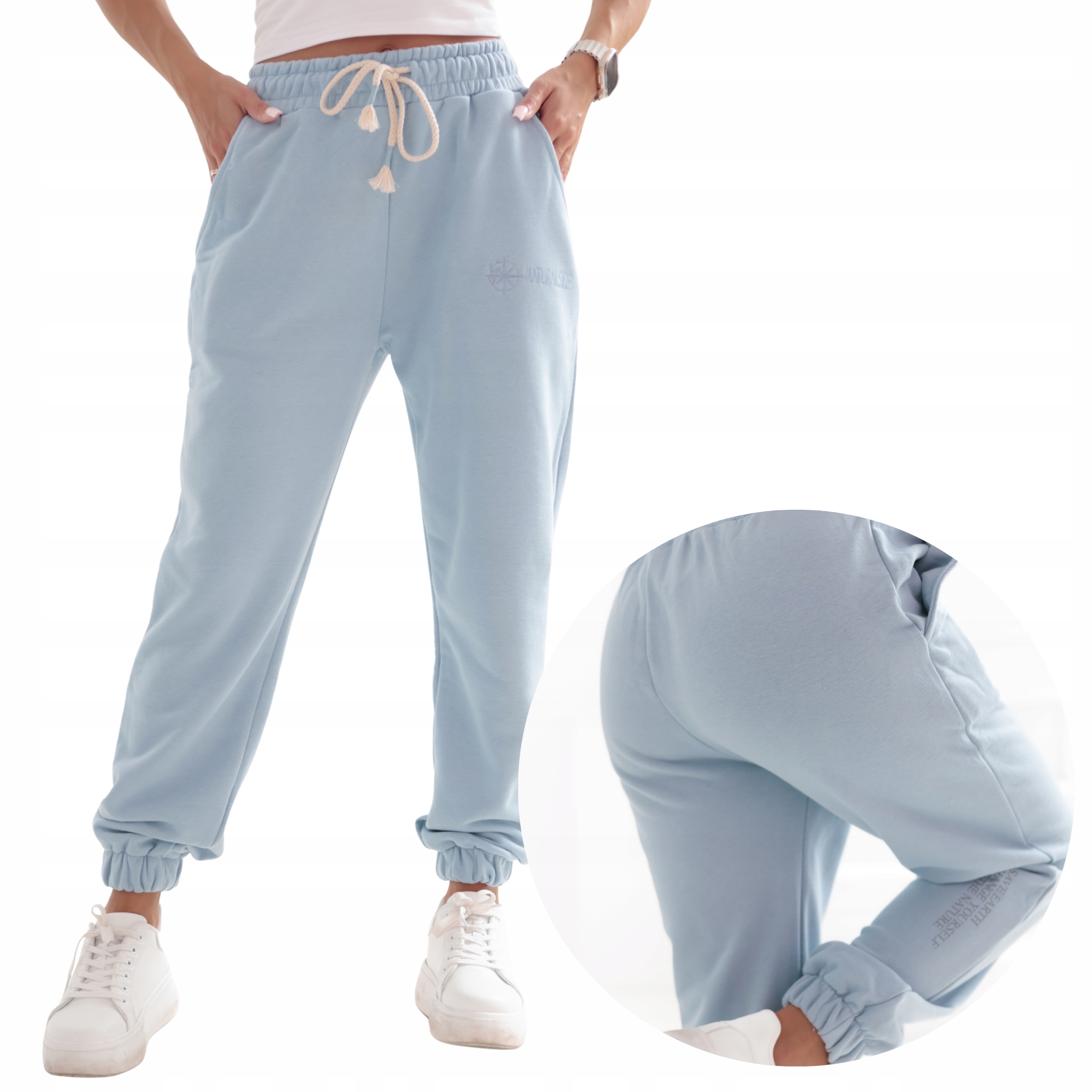 Teplákové kalhoty volné tepláky baggy s elastickým lemem Premium dárek modré M/L