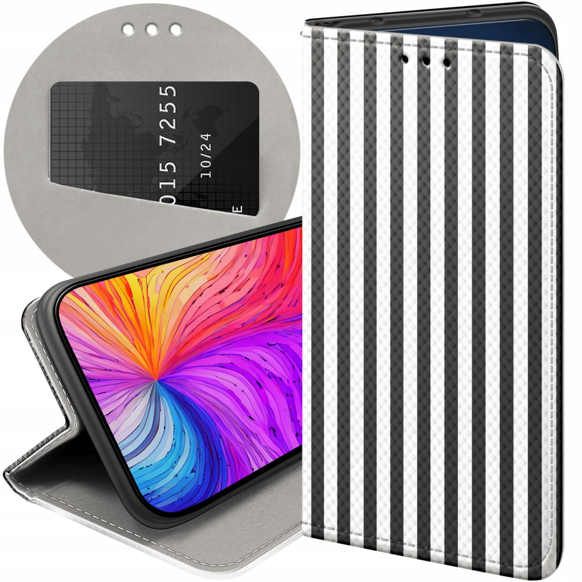 Etui Z Klapką Do Samsung Galaxy J7 2017 Paski Linie Fale Futerał Case