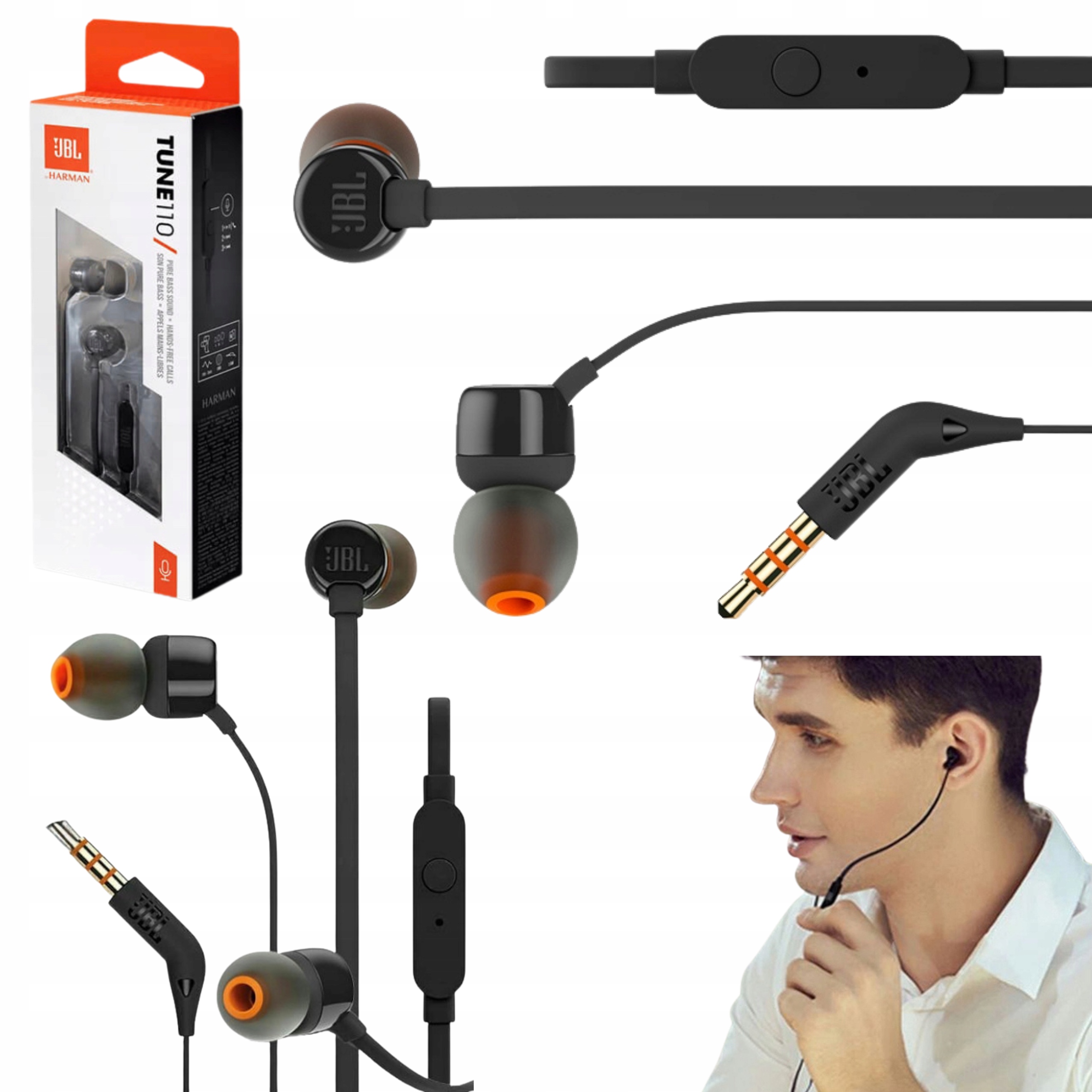 Przewodowe słuchawki dokanałowe JBL T290 Srebrny