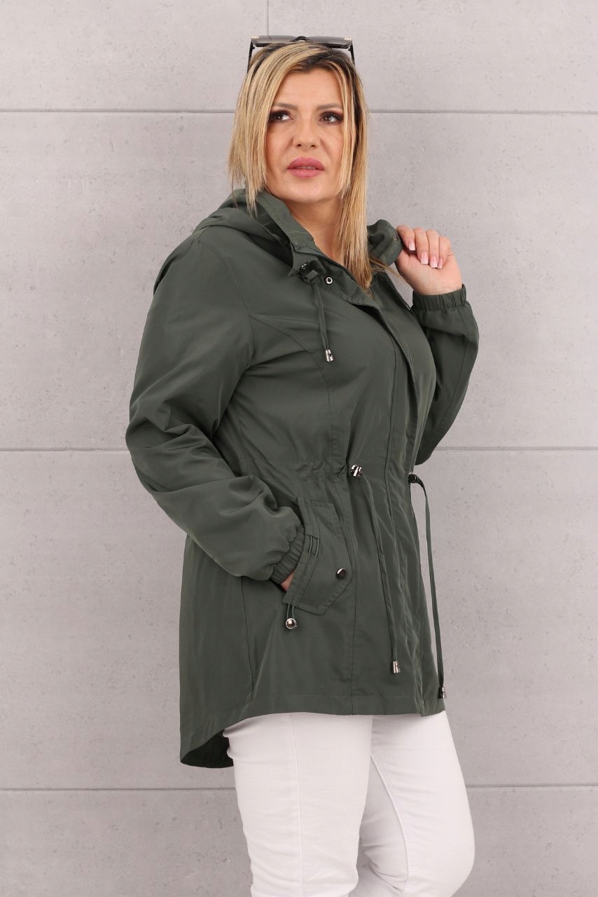 LEKKA KURTKA PARKA DAMSKA PRZEJŚCIOWA MODNA NA WIOSNĘ DUŻE ROZMIARY Kolor zielony