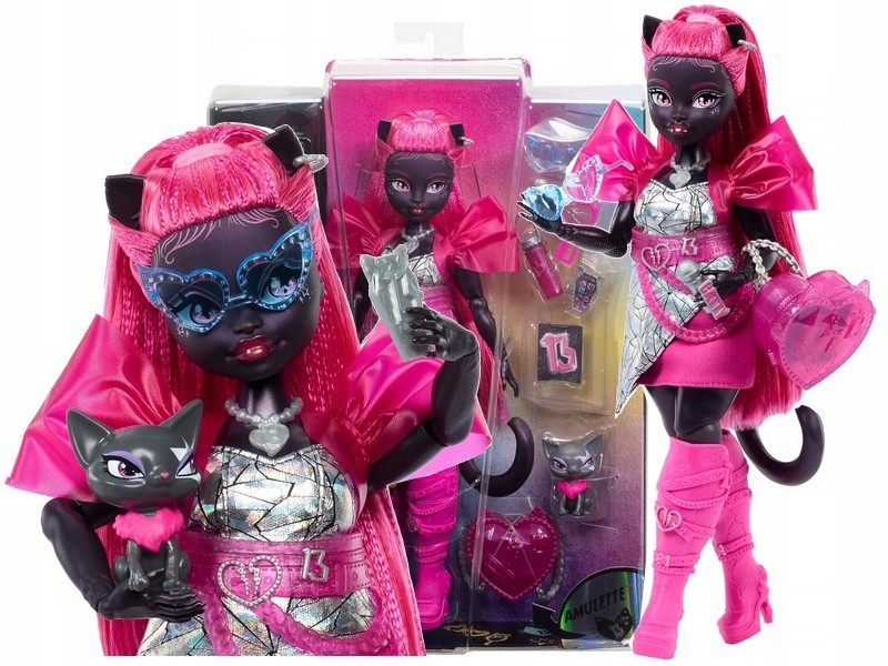LALKA MONSTER HIGH CATTY NOIR lalka z czarnym kotkiem-sfinksem Amulette