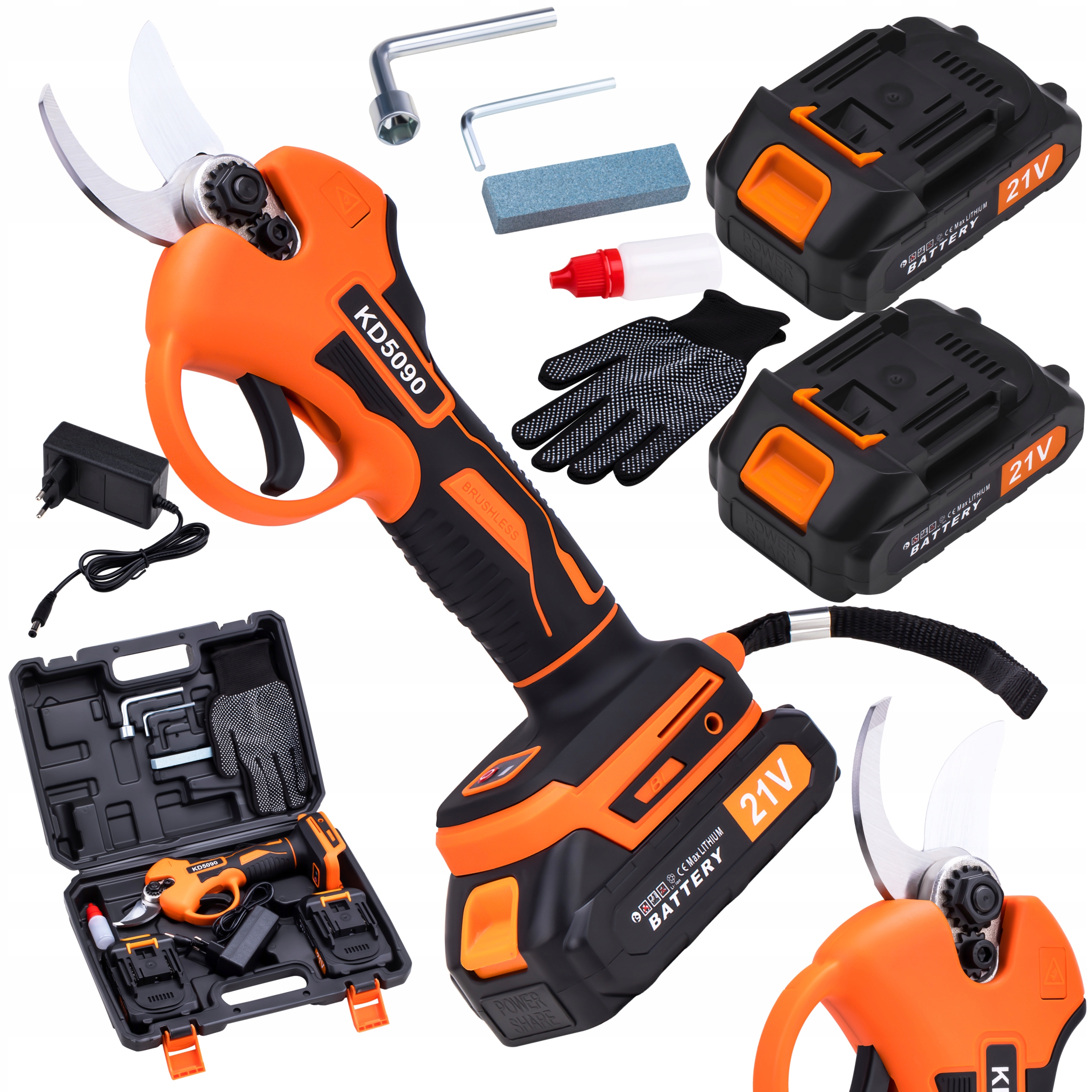 Sekator Akumulatorowy Kowadełkowy Nożyce Ogrodowe Elektryczne 2 x Aku 21V