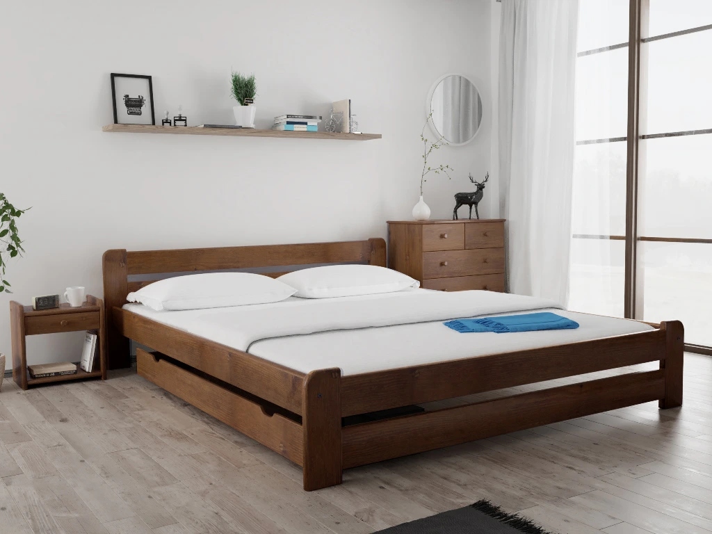 Postel Laura 180×200 cm, dub lam. rošt, matr. Somnia 18 cm