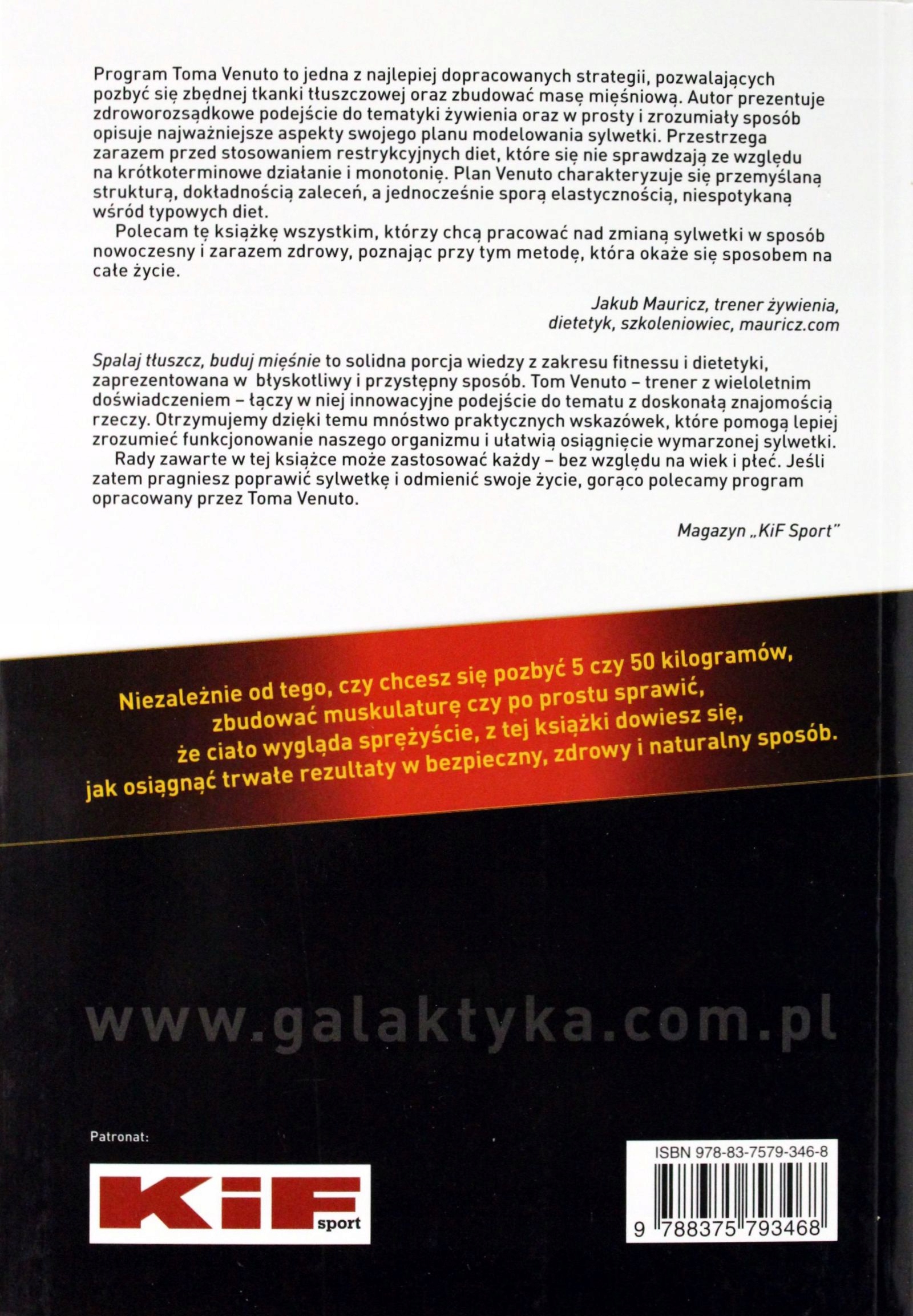 SPALAJ TŁUSZCZ BUDUJ MIĘŚNIE - Tom Venuto [KSIĄŻKA] Stan opakowania oryginalne