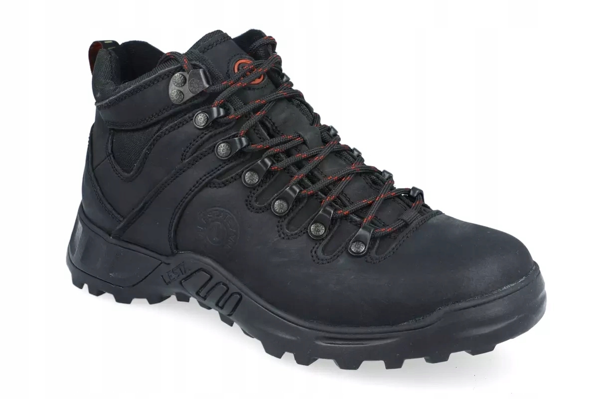 Vysoké trekové boty Lesta 6157 černé, kožené trekové boty R36