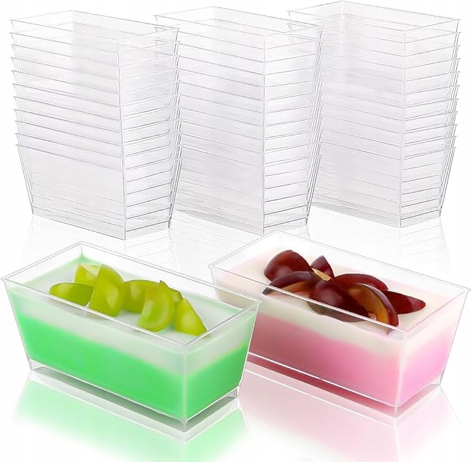 Velká sada dezertních hrnků s dřevěnými vidličkami, 50 kusů