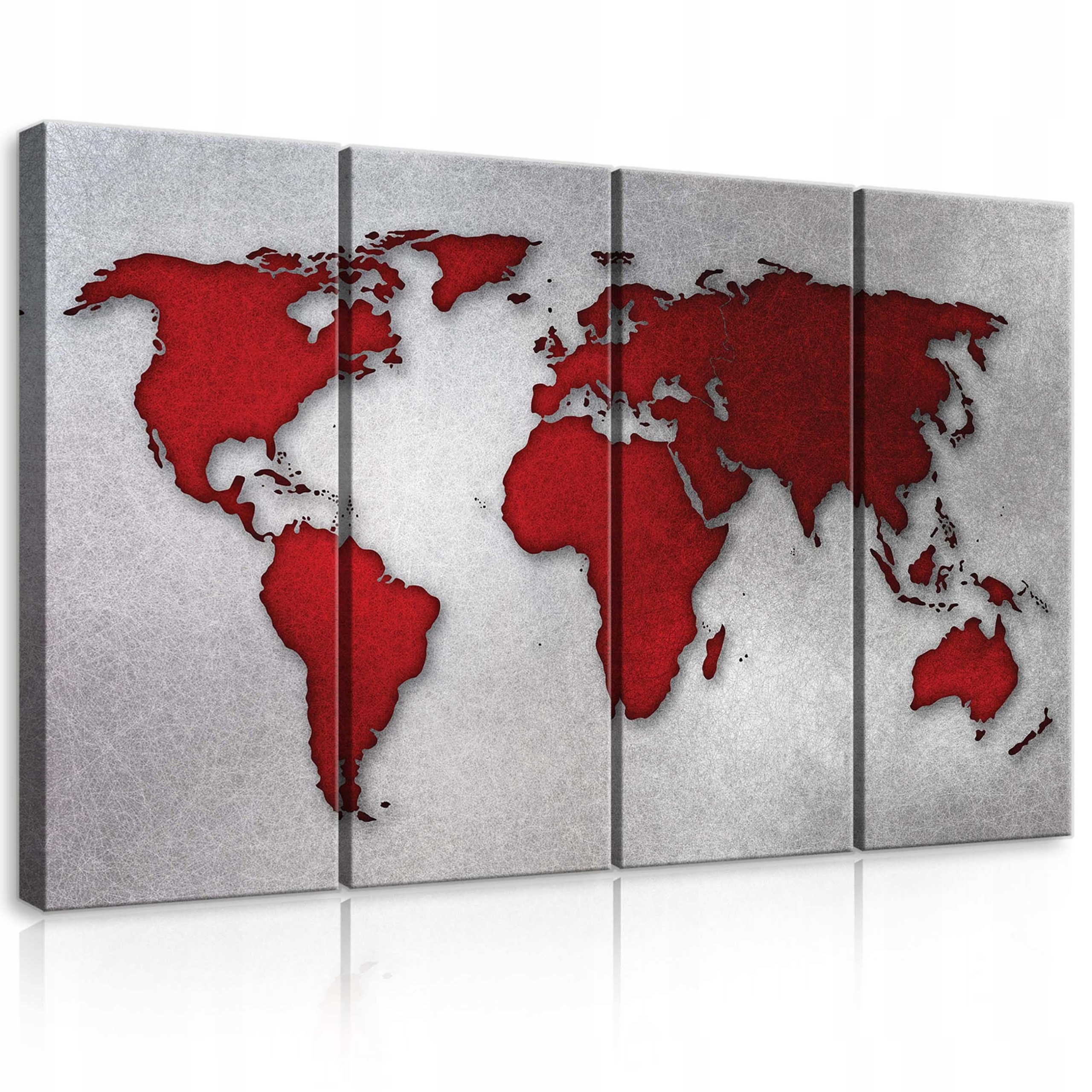 Obraz 120x80 modulárny Mapa sveta červená šedá textúra minimalizmus