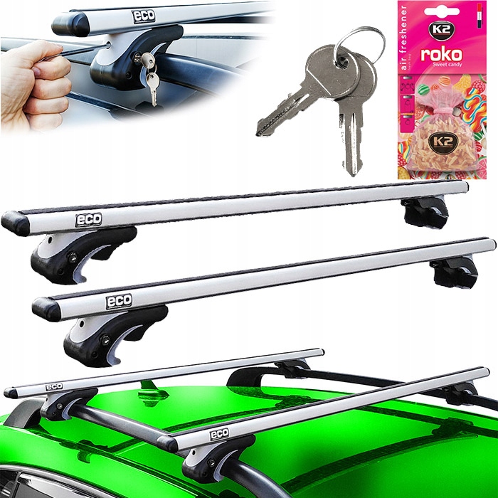 BAGAŻNIK DACHOWY BAZA NA RELINGI UNIWERSALNY BELKI ALUMINIUM 120cm ZAMYKANY