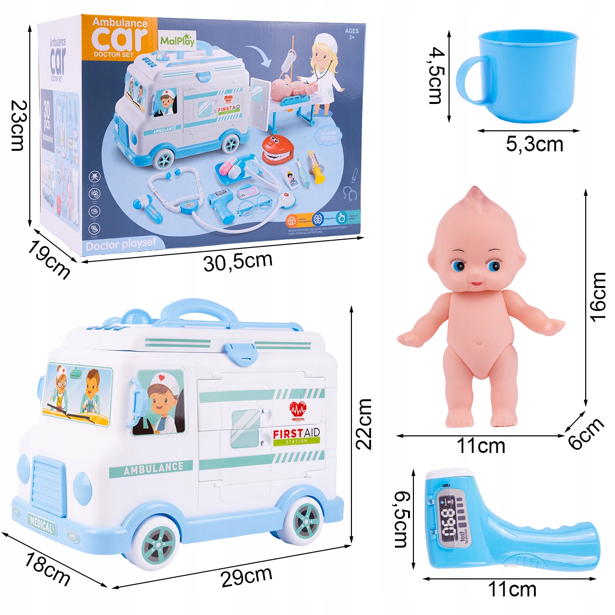 ZESTAW LEKARSKI AMBULANS AUTO KARETKA ZABAWKA DLA DZIECI Z LALKĄ I NOSZAMI Rodzaj pojazdu ambulans