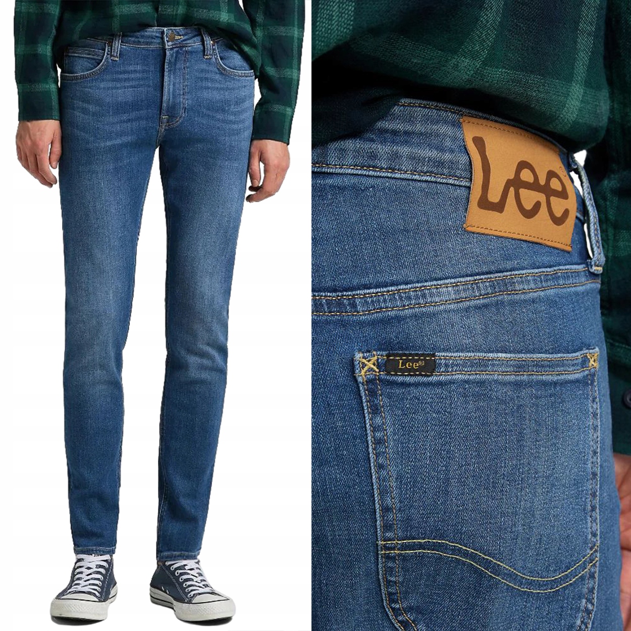 Lee Malone skinny Used Blue Džíny elastické džínové kalhoty trubičky W33 L34