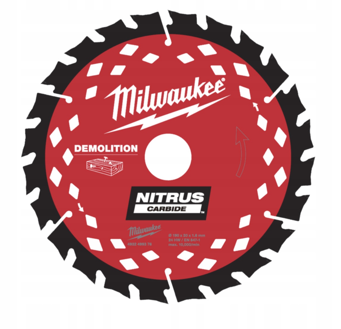 Tarcza pilarska drewno gwoździe Nitrus 190x30x1.6 24Z Milwaukee 4932499376