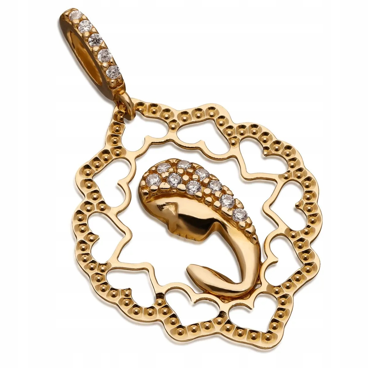 MEDALIK ZŁOTY DIAMENTOWANY MATKA BOSKA MARYJA 585